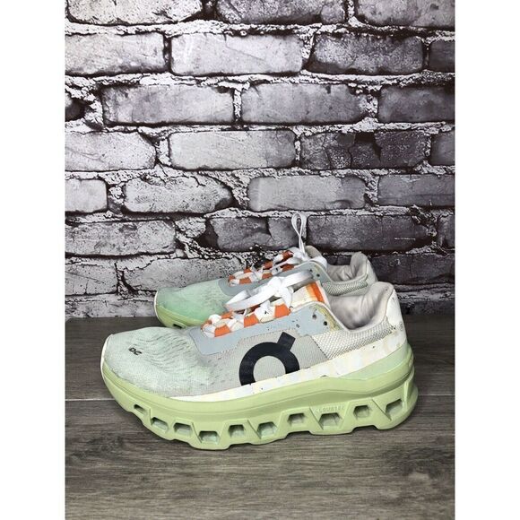 On Cloud Wide Lime Green Gray White LaceUp Gym Running Shoes Women Sz 39EU/8M US - Picture 15 of 16